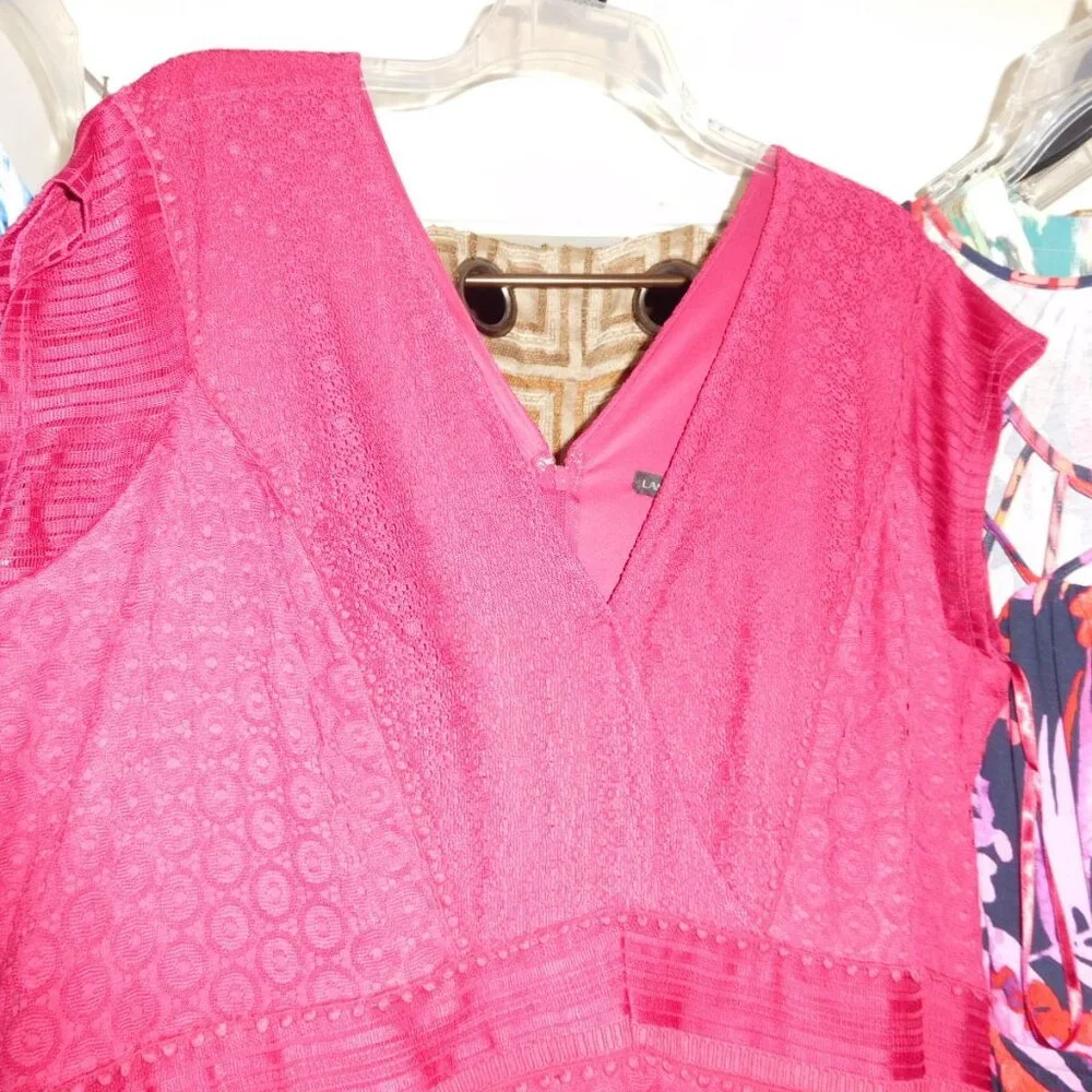 NWT LANE BRYANT 28W red lace short sleeve dress V-NECK - Picture 4 of 9